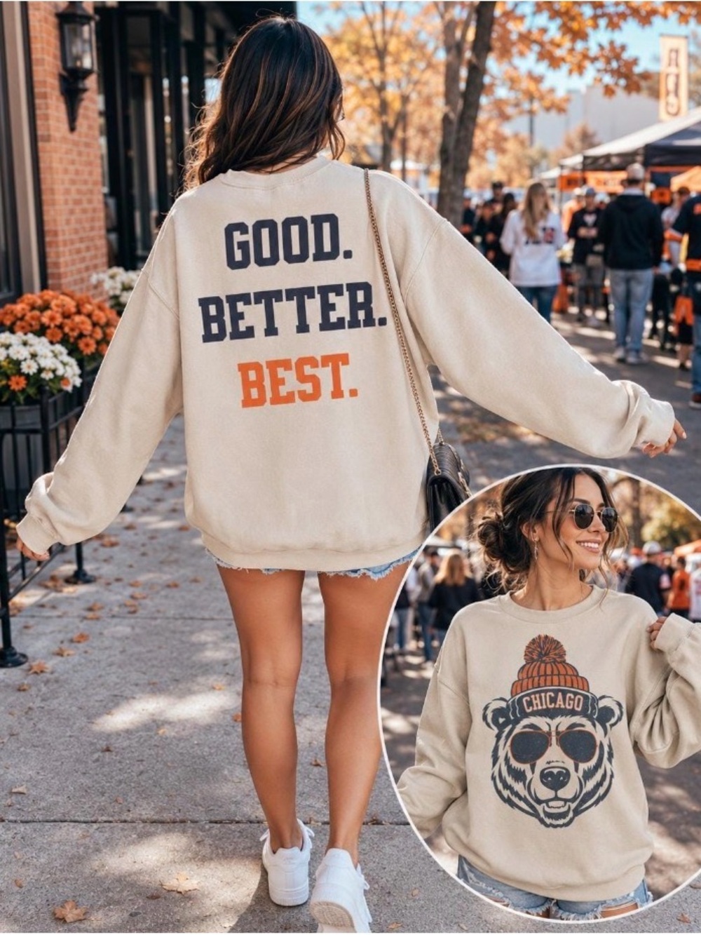 Good Better Best Quote Chicago Football Sweatshirt, Sport Distressed Chicago Tee